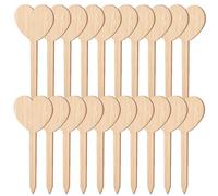 20pcs Heart Shaped Wooden Plant Markers Beige DIY Labels | For potted plants and garden use, easy to carry and store, simple to write plant names, reusable wooden tags