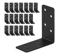 20pcs Heavy Duty 3x3x1.5in Steel L Bracket - Black 90 Right Angle Joist Shelf Brackets for Furniture & Timber