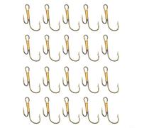 20pcs High Carbon Steel Fishing Hooks with Double Barbed and Large Eye Design Suitable for Worm Lure Crankbait and Pike Fishing (8#)