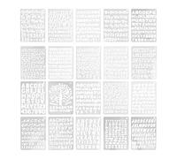 20Pcs Hollow Painting Templates PET Letters Numbers, DIY Craft Stencils for Drawing, Reusable Art Stencil Sheets with Various Designs for Furniture Wood Fabric Metal Ceramic Tiles