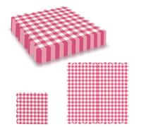 20Pcs Hot Pink Gingham Napkins Checkered Serviettes Disposable 16*16cm,2Ply Scalloped Cocktail Napkin Lunch Dinner Tissue Decorative Paper Napkins Rose for Girls Birthday Christmas Baby Shower Picnic