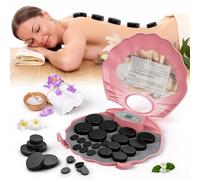 20Pcs Hot Stones Massage Kit with Heater, 3 Temperature & 12 Timer Settings, 2-Min Quick Ozone Cleaning, Professional Spa Therapy Tools for Spa Therapy Deep Muscle Relaxation Pain Relief Home Use