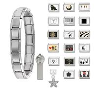 20PCS Italian Charm Bracelet set Italian Charms for Women, Assorted Charms and Opening Tools,Retro Personality Charms Bracelets Links DIY Kit Gift for Women Girls