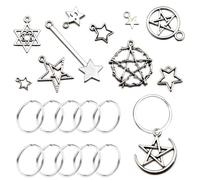 20PCS Key Chains for Craft, Silver Stainless Steel Keyring Chain, Star Keychain with Keychain Rings for Women, DIY Craft Making, Key Organisation