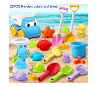 (20pcs) Kids Beach Toy Set with ATV, Sand Molds, Water Play Tools - Includes Bucket, Shovel, Rake & More in Assorted Colors & Styles