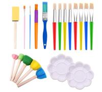 20Pcs Kids Paint Brushes, Colorful Paint Brush Set Kids in Various Sizes, Kids Paint Palette, Washable Toddler Paint Brushes for Watercolor Oil Rock Painting DIY Art
