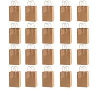20PCS Kraft Gift Bags with Rose Gold Hearts, Small Brown Paper Bags for Wedding Favors, Birthday Party, Christmas Gifts, Baby Shower, Gift Packaging (22x16x8cm)