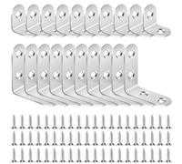 20PCS L Brackets, Stainless Steel Corner Brackets with 60PCS Screws, Angle Bracket for Furniture Fixation (16x20mm , 16x40mm)
