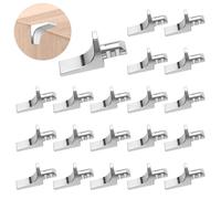 20Pcs L Shape Shelf Support Pegs, 5mm Nickel Plated Wardrobe Pins, Glass Furniture Holder Bracket, Heavy Duty Right Angle Clips, Metal Cabinet Studs (Square Flat Plate)