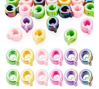 20Pcs Large Acrylic Letter Beads, Big Iridescent Letter Alphabet Beads, 3D Acrylic Letter Slide Bead Colorful Large Hole European Bead for Jewelry Making Name ID Craft