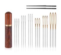 20pcs Large Eye Sewing Needles, Big Eye Embroidery Needles Steel Blunt & Sharp Tapestry Needles Leather Needle Hand Knitting Needle with Wooden Case for Quilting Crochet Weaving Project