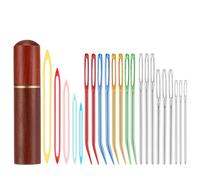 20PCS Large Eye Sewing Needles Kit with Wooden Storage Box, Stainless Steel Large-Eye Blunt Needles and Bent Tapestry Needl, Plastic Crochet Yarn Needl for Knitting Crocheting Mending Embroidery