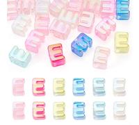 20Pcs Large Letter Beads, Big Iridescent Alphabet Beads, 3D Bubble Acrylic Letter Slide Bead with Big Hole for Friendship Bracelets Keychains Bag Charms Shoelaces
