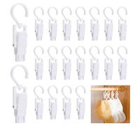 20PCS Laundry Hooks Clip Portable Anti-slip Plastic Hangers Clips with 360 Degree Swivel Hook for Clothes Curtain Bath Towel Hat Sheets Coat(White)