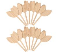 20pcs Leaf Shape Wooden Garden Plant Labels for Planter Boxes | Reusable Pointed Markers, Smooth Surface, Khaki Finish, Quick Soil Insertion for Seed Starting and Parks