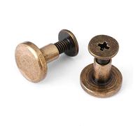 20pcs Leather Craft Rivets, Flat Head Copper Brass Screws Nuts Nails Rivets Leather Cap Accessory for DIY Belt Strap Purse Wallet Handbag Decoration(8mm)