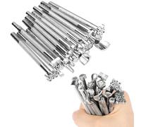 20pcs Leather Stamp Tools, 20 Styles Professional Leather Crafts Carving Set Premium Embossing Background Stamping Branding Making Tools Suitable for Belts Wallets Craft Working (Silver)
