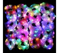 20PCS LED Scrunchies, Light up Hair Scrunchy, Women Girls Luminous Hair Strands, Colorful Meteor Yarn Hair Bands with 3 Light Modes, Scrunchies Glow in The Dark for Christmas Carnival party