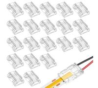 20Pcs LED Strip Light Connectors 2Pin 8mm COB LED Wire Connector | Supports 8 Connection Methods, Quick Connect, Gapless Solderless Peel-Free for Cabinet, Closet & DIY Strip Connection Project