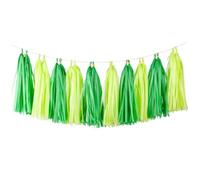 20pcs Lime Green and Dark Green Shiny Tassel Garland Banner Tissue Paper Tassels for Party Decorations