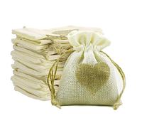 20PCS Linen Burlap Bag, Jute Bags with Drawstring, 10x15cm Hessian Gift Bags, Linen Burlap Bag, Resusable Sack Gift Bags with DIY Tags ＆10m Rope for Wedding Party DIY Craft