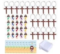 20PCS Little Jesus Figures with Crosses, Cards and Storage Bags, 2025 Minis Jesus Figurines in Bulk, 5 Colors Minis Jesus Figures, Small Jesus Figurine, Religious Christian Gift for Easter Egg Stuffer