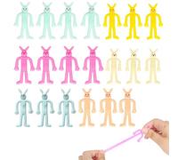 20Pcs Little Macaron Rabbit Stretchy Easter Party Bag Fillers for Kids,Stretchies Sensory Fidget Birthday Toy Strechy Rabbit Classroom Gifts Lucky Dip Prizes Toys Childrens Party Bag Fillers