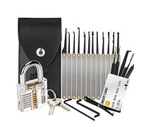 20PCS Lock Picking Set with Transparent Training Padlock and Credit Card Lock Picking Tool Kit Bonus E-Guides for Beginner and Pro Locksmiths
