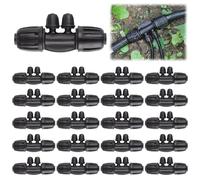 20PCS Locked Barbed Tee Connectors, Kalolary 1/2 Inch to 1/4 Inch Drip Irrigation Fittings Kit 12/16mm to 4/7mm Tube Lock Female Connector 4-Way Barbed Lock Irrigation Parts for Garden Watering System