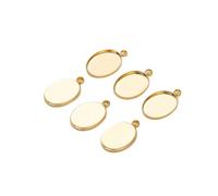 20Pcs/Lot Gold Plated Cabochon With Hole Pendant Base Blank Tray Bezel DIY Handmade Pendant Jewelry Making Findings