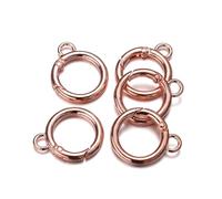 20Pcs/lot Metal O Ring Spring Clasps Round Carabiner Keychain Bag Clips Hook Dog Chain Buckles Connector for DIY Jewelry Making(Rose Gold)