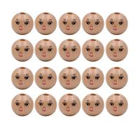20Pcs/lot Smiling Face Wooden Doll Head Beads Children's Bead Accessories Jewelry Bangle Neckchain Making Supplies Round Wood Beads for Girls
