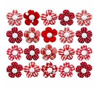 20PCS Lovely Flower Hair Rope Fabric Festival Theme Hairties for Pet Dog Cats Valentines Day Various Pet Hair Decoration