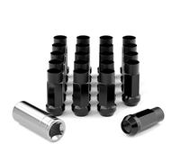 20PCS M12x1.5 Black Lug Nuts Open End Bulge Acorn, 17mm Hex 50mm Height Wheel Lug Nuts for Aftermarket Wheels with 1 Spline Key