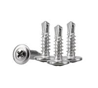 20pcs M4.2/M4.8 410 Stainless Steel Pan Head Cross Recessed Self-drilling Screws with Collar Washer, M4.8x32mm