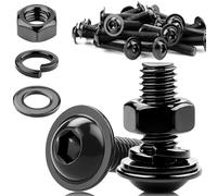 20pcs M5 Bolts M5 X 16mm Black Nuts and Bolts Assortment Kit 304 Stainless Steel Black Coach Bolt Screw Dome Flanged Button Head Socket Cap Bolt Allen Screws Flat and Lock Washers
