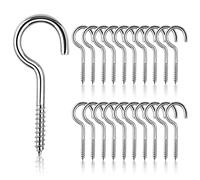 20Pcs M5 x 65 Screw Hooks Stainless Steel Ceiling Cup Hooks Metal Screw-in Hook Heavy Duty Ring Screws Self Tapping Hanging Eye Hooks for Home, Office and Outdoor Use