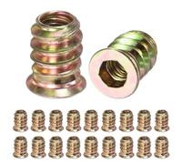 20Pcs M6 x 10mm Threaded Inserts for Wood, Carbon Steel Flanged Hex Drive Insert Nuts, Bolt Fastener Connector Hex Socket Drive for Loose Hole Fixing, Furniture Restoration & Woodwork Projects