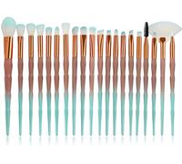 20pcs Makeup Brush Set, Premium Synthetic Kabuki Brushes Set for Foundation, Shading, Eyebrow, Face Blender, Makeup Brush Kit (BROWN & TURQUOISE)