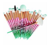 20pcs Makeup Brush Set, Premium Synthetic Kabuki Brushes Set for Foundation, Shading, Eyebrow, Face Blender, Makeup Brush Kit (PINK & GREEN)