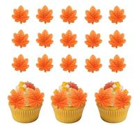 20Pcs Maple Leaf Cupcake Toppers Fall Theme Cupcake Picks Fall Harvest Thanksgiving Party Cake Decorations Supplies