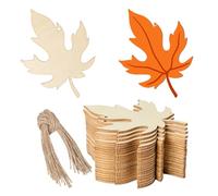 20Pcs Maple Leaf Shape Wooden Blank Wood with Twines Art Unfinished Ornaments for Autumn Door Hanger Easter Christmas Wedding Birthday Party Christmas Thanksgiving Day Decoration