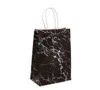 20pcs Marble Paper Tote Bags for Parties, Birthdays | Gift Bags for Boutique Packaging Wedding Birthday Party Favors(Black-silver,11x6x15cm)