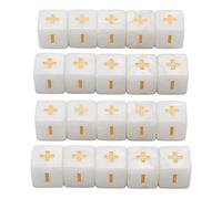 20pcs Math Plus Minus Sign Dices, 16mm Math Operation Calculation Dice Set for Infant Education, Teacher Dice Set, Bar Game Prop (White)