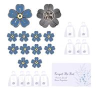 20pcs Memorial Pins Brooch for Funeral, Forget Me Not Pin Badges Flower Brooches Includes Poem Cards Yarn Bag for Sympathy Remembrance Presents