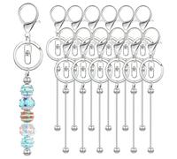 20Pcs Metal Beadable Keychain Bars for DIY Jewelry Charms Pendants Lanyards | Durable 5.8-inch metal rods, 2mm thick, perfect for beaded keychains, charms, and lanyard crafts.(Silvery)