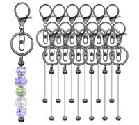 20Pcs Metal Beadable Keychain Bars for DIY Jewelry Charms Pendants Lanyards | Durable 5.8-inch metal rods, 2mm thick, perfect for beaded keychains, charms, and lanyard crafts.(Black)