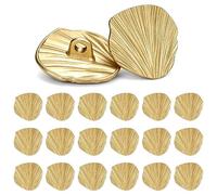 20pcs Metal Buttons, Large Decorative Fan-Shaped Sewing Buttons for Uniforms Coats and DIY Crafts, 18mm Gold