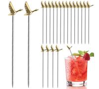 20Pcs Metal Cocktail Picks, Golden Swan Stainless Steel Cocktail Skewers Martini Olive Sticks for Bar Barbecue Fruit Skewers