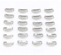 20pcs Metal Snap Clips for Hair Extensions DIY Stainless Steel Wig combs Hair Wig Cap Wig 9-Teeth 32mm 1.2g/pc (Silver color)